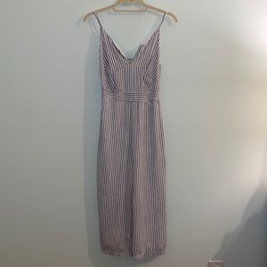 Blue and white striped jumpsuit